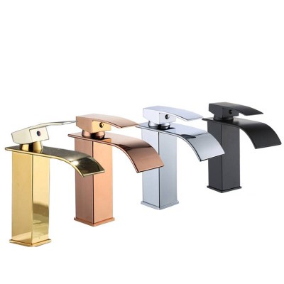 sink stainless steel black brass bathroom wash basin faucets waterfall