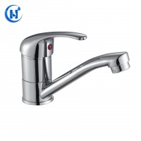 Haojiang saniary ware deck mounted tap chrome finish vertical deck mounted mixer single hole flexible zinc handle kitchen faucet